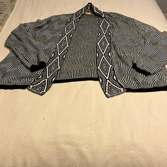 Ruby Rd. Sweaters - Ruby Rd. Cardigan, black and white, women’s plus size 3X